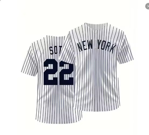 Uniforme de Béisbol Transfronterizo <span class=keywords><strong>Yankees</strong></span> Blanco de Local para <span class=keywords><strong>Hombre</strong></span>, Personalizable para Jugador, Deportivo, para Correr, Entrenamiento, Transpirable e Impreso - Product Image 4