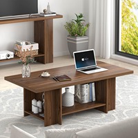 Fournisseur d'usine, MOQ 100, Table basse en bois style ferme avec étagère ouverte, Écologique