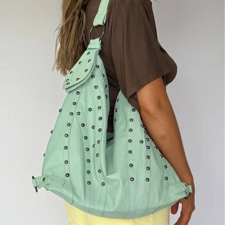 Rivet Pattern Types Sophisticated Trendy PU Rivet Decorated Shoulder Bag 2026 New Large ...