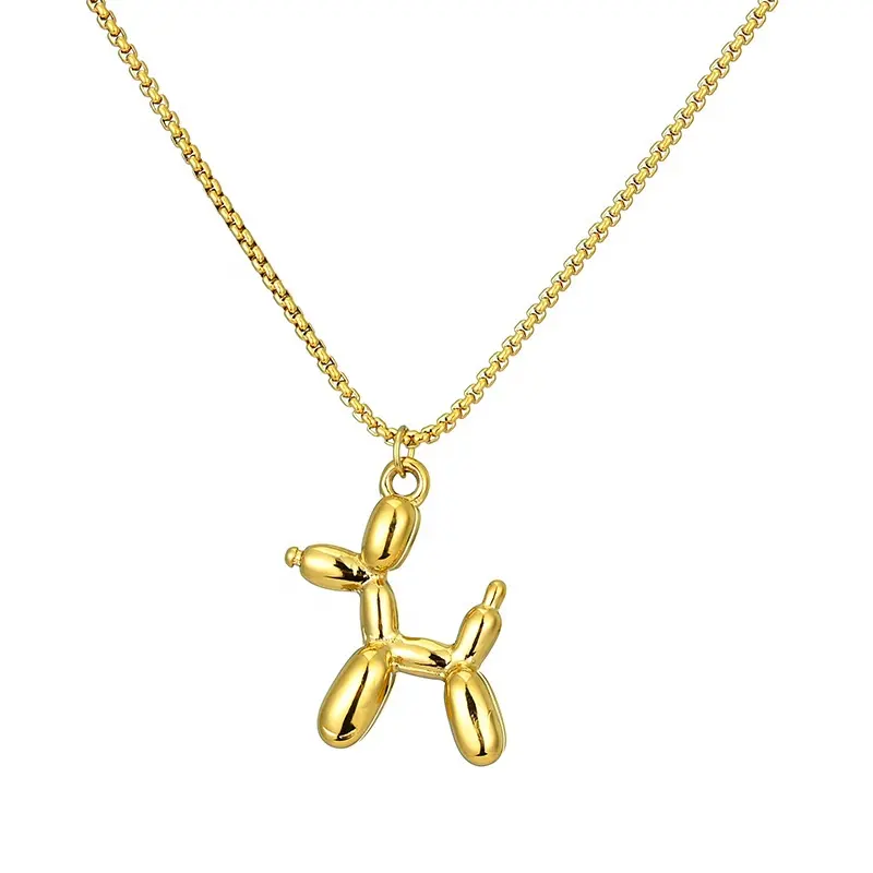 18K Gold Plated Stainless Steel Pendant Cute Animal Dog Necklace Jewelry for Women Parties and Gifts Main Material Alloy