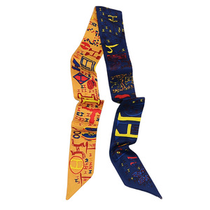 100x5cm European American Women's Printed Imitation Silk Narrow <strong>Scarf</strong> Twill Tie Bag Handle Small Ribbon Bag Hair - Product Image 5