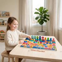 Papan Logaritmik Kayu Montessori, Puzzle Pencocokan Bentuk Angka dan Huruf, Permainan Memancing, Mainan Edukasi untuk Anak Prasekolah Laki-laki dan Perempuan