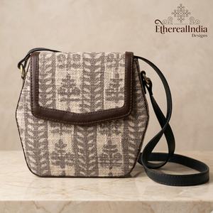 Cotton Rug Crossbody <b>Bag</b> with Leather Strap Hand Block Print Ragzine Cotton Lining <b>Boho</b> Shoulder <b>Bag</b> for Women - Product Image 6