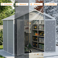 Abri de jardin extérieur 8*6FT en PP, écologique, résistant à la décomposition, imperméable, avec plancher, portable et facile à assembler pour la cour et le jardin
