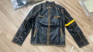 Chaqueta de cuero PU para <span class=keywords><strong>hombre</strong></span> y joven, estilo punk, con cuello alto y cremallera, personalizada, en stock, al por mayor - Product Image 5