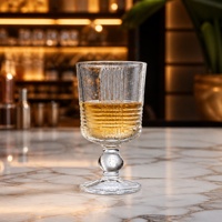 Verre à liqueur 60 ml transparent avec pied à bouton, bol cannelé, base à cannelures verticales, verre à cordial et à dessert pour bar