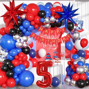 Nouvel ensemble d'<span class=keywords><strong>arche</strong></span> de ballons en latex <span class=keywords><strong>Spiderman</strong></span> crossover rouge, bleu et noir, motif animal de dessin animé extraterrestre pour anniversaire, camping - Product Image 3