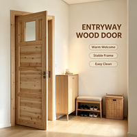 Homestay Project Solid Cedar Timber Interior Glass Door Original Wood Grain Solid Wood Door