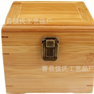 Bamboo <b>Storage</b> <b>Box</b> Square 10cm <b>Lockable</b> Gift Craft Wooden <b>Box</b> - Product Image 4