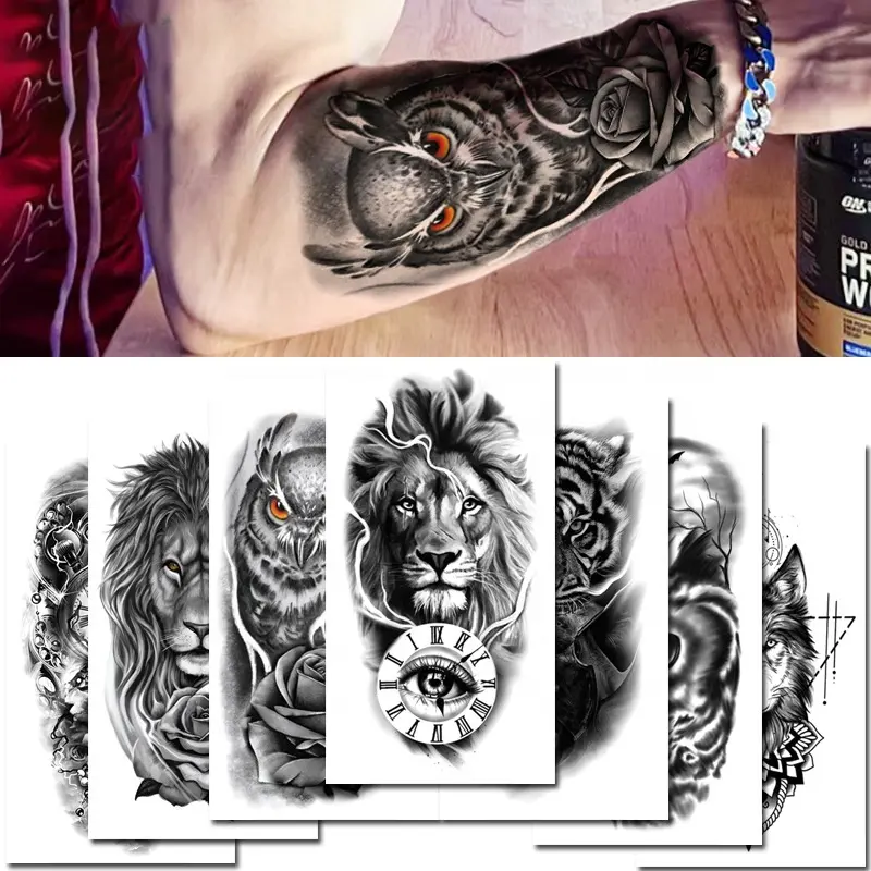 Fake Arm Tribal Tattoos Übertragbare Tier blumen Designs Temporäre Tattoos Aufkleber für Männer und Frauen