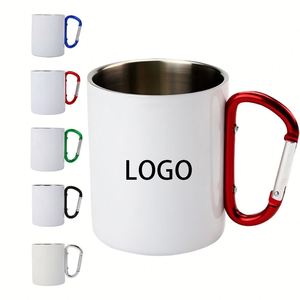 220ml 300ml Sublimation Blank Stainless Steel Backpacking Camping Cup Outdoor Sports Travel Hiking Carabiner <b>Coffee</b> Mug - Product Image 1