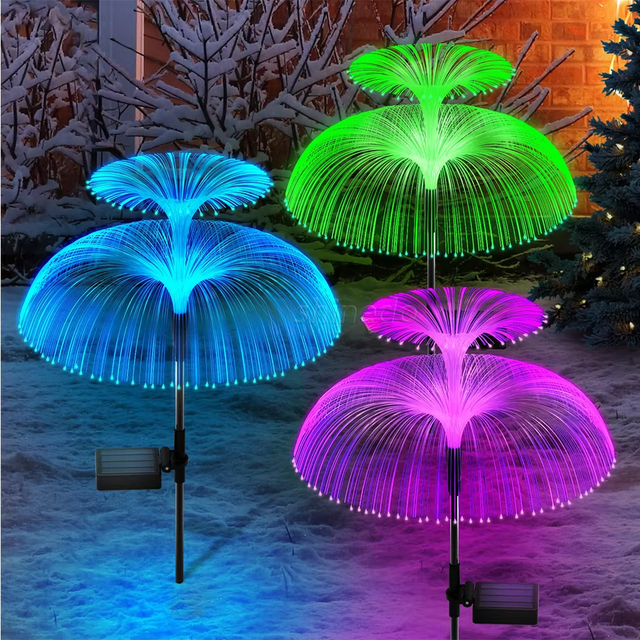 Solar Garden Double Head Jellyfish Light Unique Double Layer Jellyfish Wider Area Lighting Used for Garden Decorative Lighting
