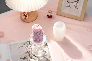 3Dローズラップピラーシリコンキャンドルモールドプレミアムフードグレードフルブルームローズソイワックスアロマセラピー香り付きキャンドル作成モールド - Product Image 5