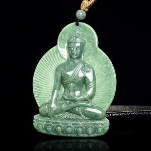 หยกธรรมชาติ พระศรีศรีสุทธตถาวร จี้หยกสีเขียวถั่วลันเตา ดีไซน์ดั้งเดิม UNISEX ของขวัญพุทธศาสนา พร้อมใบรับรองการประเมินราคา FG84 - Product Image 2