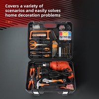 Ensemble d'outils électriques ménagers, perceuse à percussion, kit de quincaillerie combiné, boîte à outils en acier au chrome-vanadium, pour électricien, vente en gros