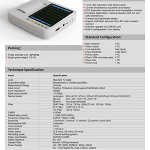 Máquina de ECG portátil Spr-912 Spr-903 de 12 derivaciones con análisis automático para hospitales y clínicas, con batería incorporada y certificación CE - Product Image 4