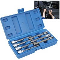 7 pièces 3/8in carré clé hexagonale jeu de douilles en acier au chrome vanadium Extra Long pour la maison voiture utilisant