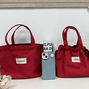 Bolsa Casual de Lona Pesada para Meninas, Bolsa Vermelha para Presentes, Portátil - Product Image 6