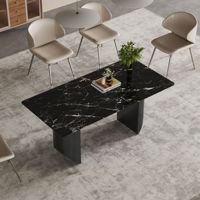 Mesa de Comedor Moderna de Mármol ATUNUS, Mesas Rectangulares para Sala de Estar, Muebles para el Hogar con Tablero de Mármol y Patas de Hierro