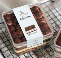 Étiquettes personnalisées pour boîtes d'emballage scellées, contenants à pâtisserie Tiramisu, boîtes à gâteaux en acrylique, étiquettes pour mousses, écologiques et durables