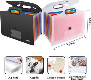 Carpeta de Archivos Portátil Tipo Acordeón de 13 Bolsillos, Bolsa de Plástico para Archivos de Oficina y Organizador con Patrón para Almacenamiento de Documentos - Product Image 2
