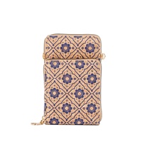 Portefeuille rétro en liège pour femmes, sac à bandoulière multifonctionnel, sac de téléphone portable portable, mini porte-cartes à fermeture éclair
