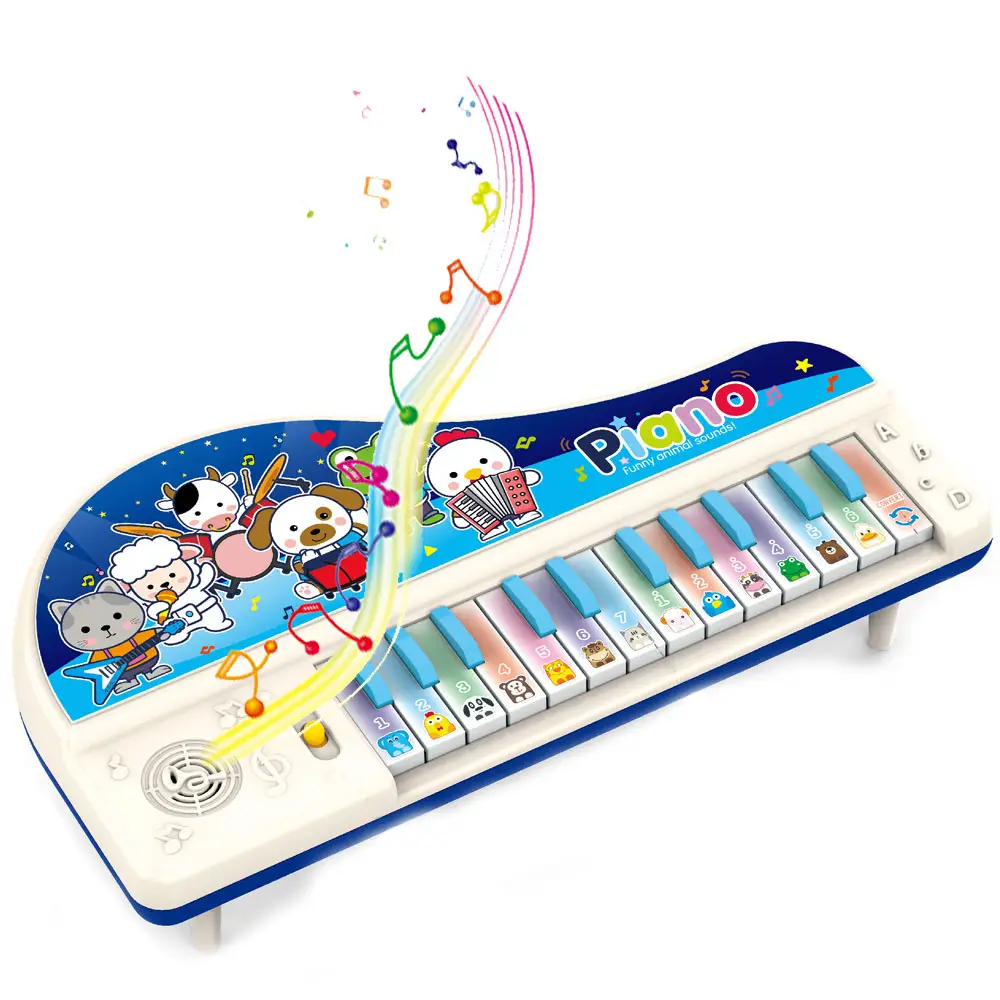 Anaokulu oyuncaklar aydınlanma 14 piyano tuşları ile hayvan ses bebek piyano oyuncak müzik aletleri mektup