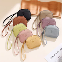 Dompet Koin Mini Kulit PU dengan Tali Pergelangan Tangan, Dompet Kartu Tipis dengan Ritsleting dan Kantong Snap, Grosir Logo Kustom Hadiah untuk Wanita