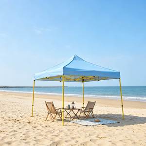Auvent pliable portable 3x3M (10x10ft) avec structure en fer jaune antirouille et trous de drainage pour la cueillette de fruits à la ferme et les stands de vente - Product Image 1