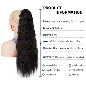 Queue de cheval synthétique ondulée effet sirène de 22 pouces, extension à enrouler, aspect <span class=keywords><strong>naturel</strong></span> mat, 110g, résistante à la <span class=keywords><strong>chaleur</strong></span> - Product Image 6