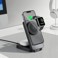 Schitec ajustable 4 en 1 LED soporte de luz nocturna cargador inalámbrico magnético rotación cargador multifunción inalámbrico para Apple Serie