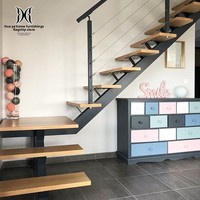 Integrierte Duplex-Loft-Treppe im Europäischen Stil mit Geraden Balken aus Stahl und Holz, Maßgefertigte Schwerlast-Innentreppe