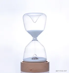 2023 Hot sale LED sand timer with wood base 5 minutes 10 minutes hour glass timer decoration white sand clock for gift