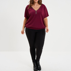 Soft Polyamide Long Logo Short Sleeve Plus Size T-Shirt for Women with Relaxed Fit Breathable Fabric Daily Wear & Layering - Product Image 4