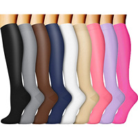 Chaussettes de compression tricotées pour le sport en plein air, respirantes, couleur unie, antidérapantes, élastiques, pour hommes et femmes, idéales pour le cyclisme