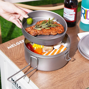 กล่องอาหารกลางวันไทเทเนียมบริสุทธิ์สำหรับกิจกรรมกลางแจ้ง กล่องเก็บอาหารป้องกันการรั่วซึมและต้านเชื้อแบคทีเรีย สำหรับการตั้งแคมป์และปิกนิก - Product Image 3