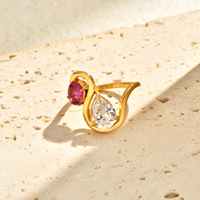 Bague double goutte d'eau géométrique incurvée en zircon, bijoux étanches en acier inoxydable pour femmes, vente en gros