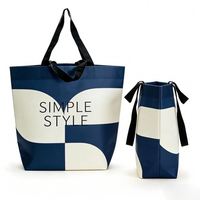 Sac de courses pliable en RPET recyclé, grand format, imperméable, promotionnel, réutilisable, avec logo personnalisé