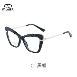 ฟาไลเออร์ แคทอายแว่นตาอ่านหนังสือ TR90 กรอบป้องกันแสงสีฟ้าผู้หญิงแว่นตาแบบเต็มขอบเลนส์พลาโนโลหะ TR90 - Product Image 3