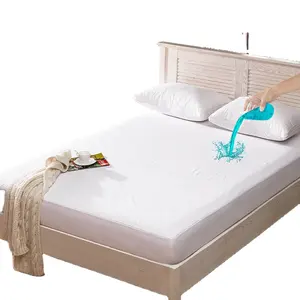 Ropa de cama de fábrica, Protector de colchón de tela de punto blanco, Protector impermeable a prueba de cama para uso doméstico o hospitalario