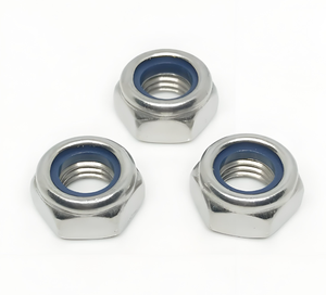 Écrou en nylon à <span class=keywords><strong>anneau</strong></span> bleu en acier inoxydable A2-70 DIN982/985 haute résistance, zingué, antirouille, pour applications de construction - Product Image 3