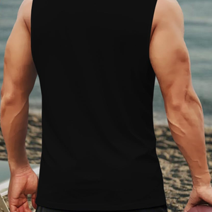 Canotta Casual da <span class=keywords><strong>Uomo</strong></span> Nera con Collo Rotondo Senza Maniche, Trendy per Uscite, Palestra, Allenamenti Estivi, Abbigliamento Casual - Product Image 5