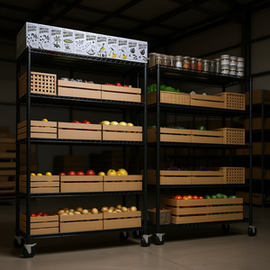 Heavy Duty Commercial Wire Shelving Unit 55.12 In W 75.59 In H 5 Tier Adjustable Garage Pantry Rack With Wheels - Product Image 2