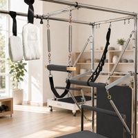 Cadillac Reformer Combo Pilates Gris Anthracite Durable avec Barre de Repose-Pieds Externe et Boîte de Rangement Intégrée pour Entraînement Corporel en Studio