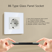 Enchufe de Pared LangYeao 86 de Vidrio Templado con Tipo C+USB 16A 3500W, Protección Infantil y Antiarañazos para Hogar y Oficina