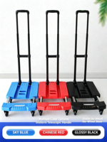 Carretilla de Mano Telescópica Plegable de 6 Ruedas, Plataforma de Plástico Portátil, Carro de Equipaje Retráctil para Logística de Almacén y Mudanzas