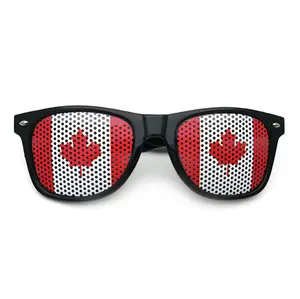 Canada high quality Country Flag country sunglasses red Cheap Promotion Pinhole glasses Cheer up, props, party sunglasses