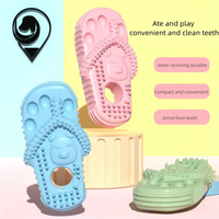 Distributeur interactif de friandises pour animaux de compagnie, brosse à dents pour soins dentaires, jouet à mâcher pour molaires, jouet amusant en forme de tongs pour chien