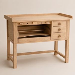 Banc de travail en bois massif SANHE pour la création de bijoux avec étau, taille et hauteur personnalisables pour les artisans, la production en série et la vente au détail - Product Image 3