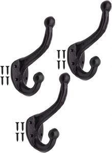 Classic Retro Coat <b>Hook</b> <b>Towel</b> <b>Hook</b> for Hanging Coats Double Zinc Alloy Black Robe <b>Hook</b> Wall Mounted Eco-Friendly Multifunction - Product Image 5